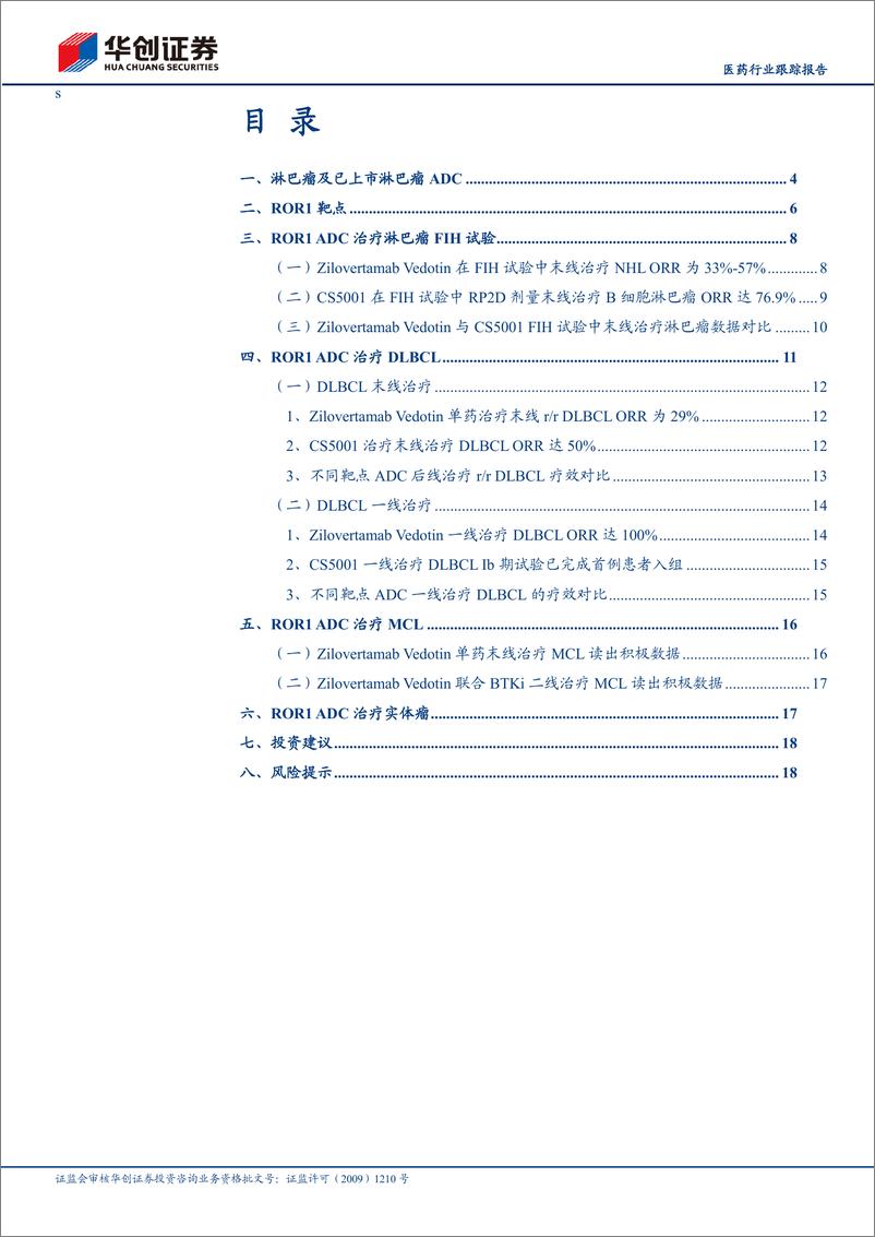 《医药行业跟踪报告：两款ROR1＋ADC多瘤种读出积极数据，基石药业CS5001具备BIC潜力-241224-华创证券-21页》 - 第2页预览图