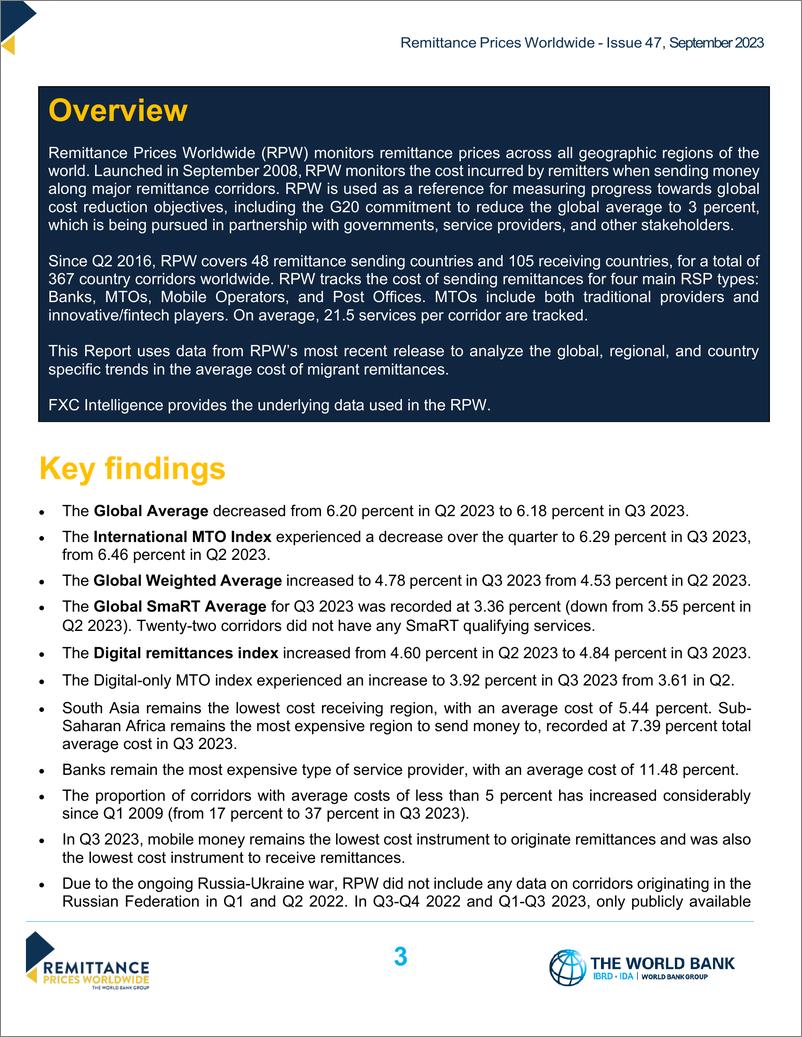 《2023年第三季度全球汇款成本》 - 第3页预览图