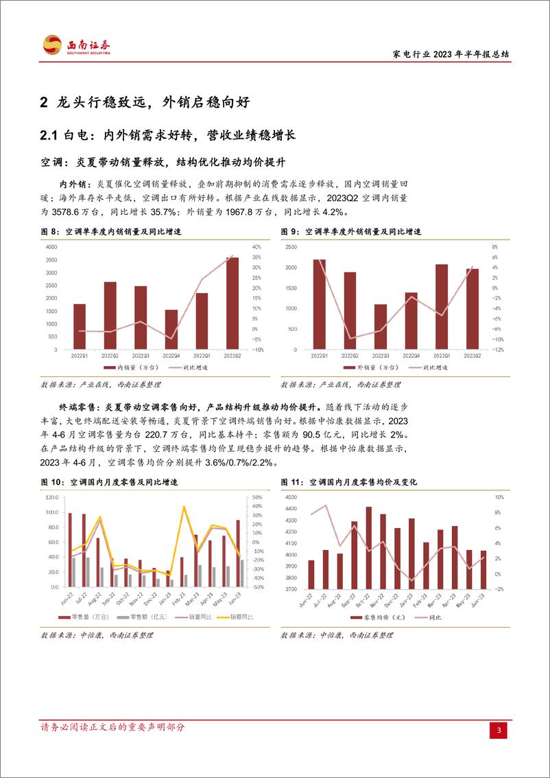 《家电行业2023年半年报总结：内外销需求回暖，盈利加速修复-20230905-西南证券-21页》 - 第8页预览图