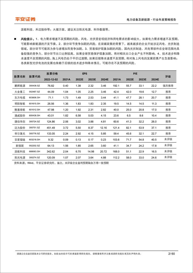 《电力设备及新能源行业2023年度策略报告：兼顾业绩与成长空间，优选海风、储能与光伏新型电池-20221205-平安证券-60页》 - 第3页预览图