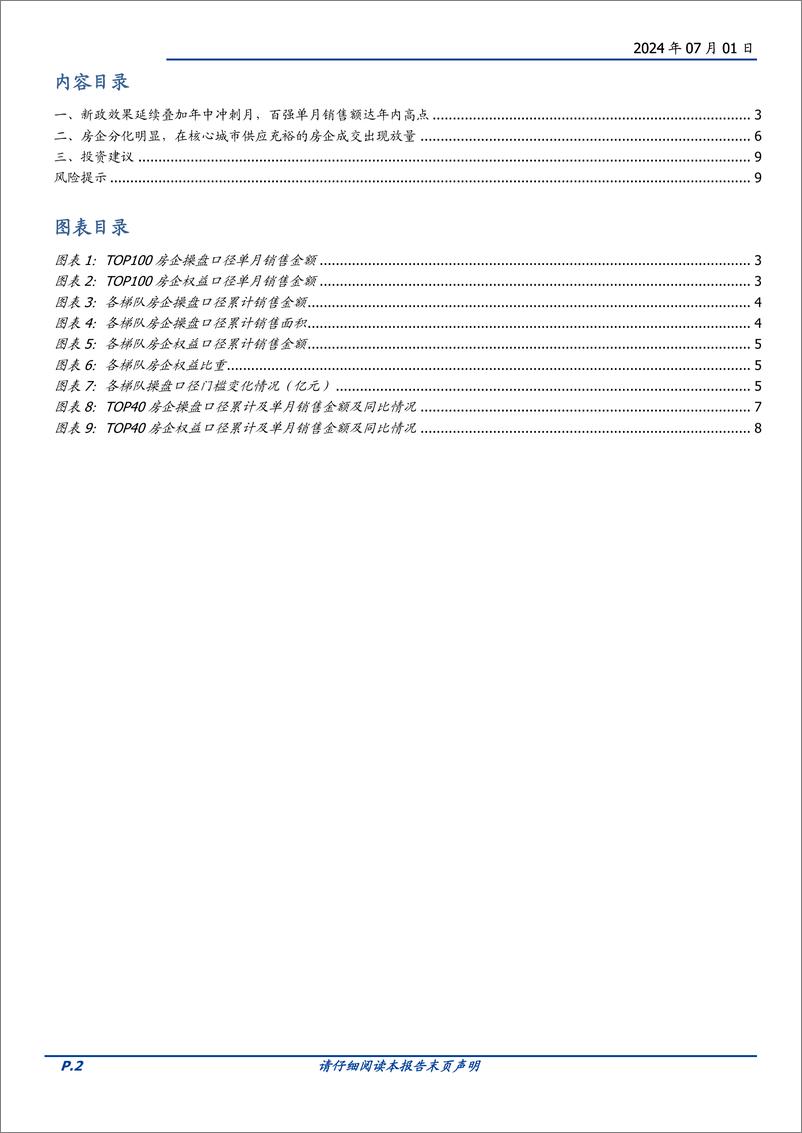 《房地产开发行业月报：6月百强房企月度销售报告，新政效果延续叠加年中冲刺月，百强单月销售额达年内高点-240701-国盛证券-10页》 - 第2页预览图