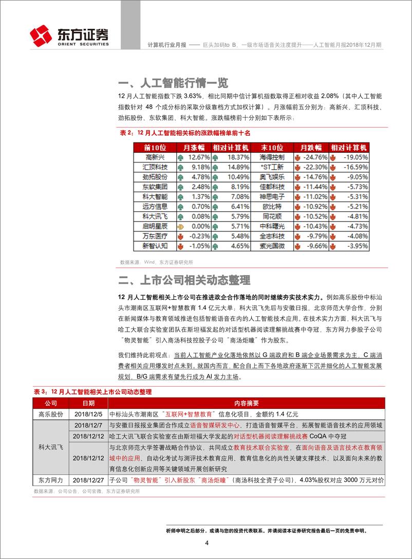 《计算机行业人工智能月报2018年12月期：巨头加码toB，一级市场语音关注度提升-20190115-东方证券-10页》 - 第4页预览图