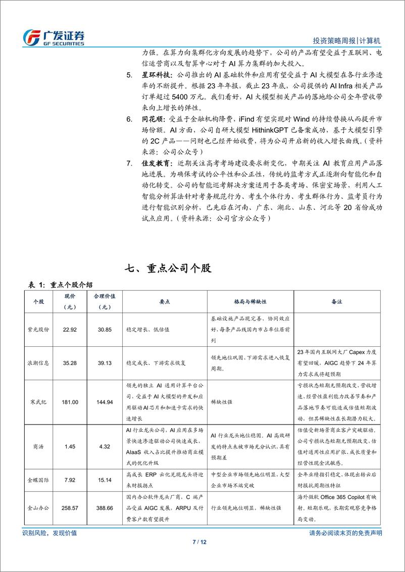 《计算机行业：行业整体仍然建议谨慎、继续重点推荐顶点软件等个股和细分领域-240609-广发证券-12页》 - 第7页预览图