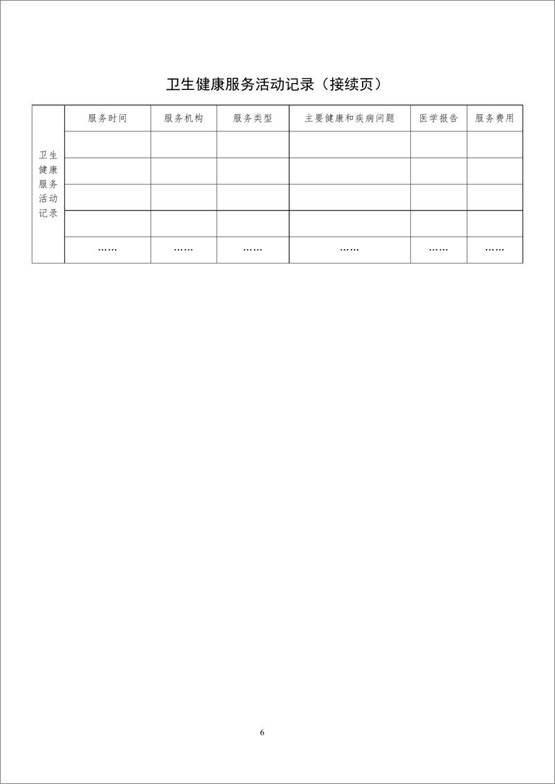 《国家卫健委：居民电子健康档案首页基本内容（试行）》 - 第6页预览图