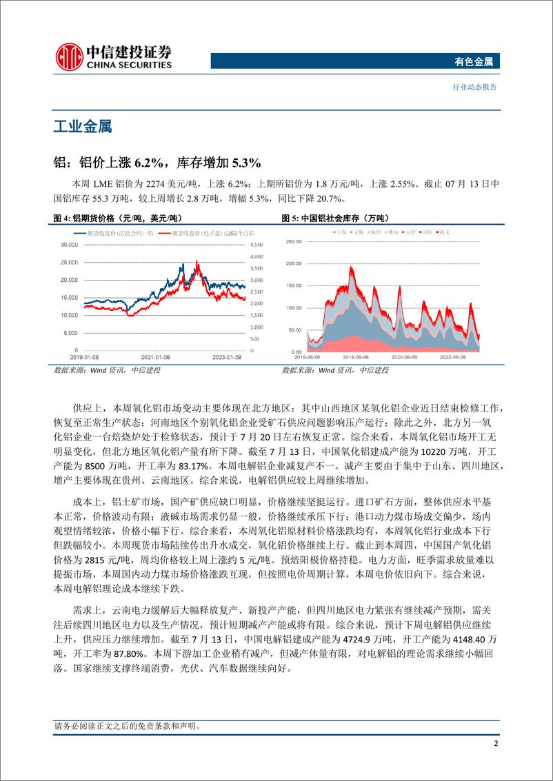 《有色金属行业动态：美元约束松绑，工业金属强势-20230716-中信建投-15页》 - 第5页预览图