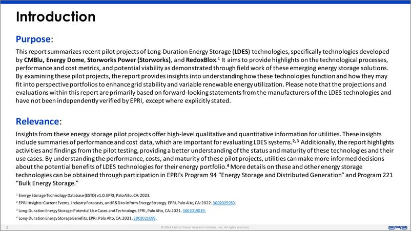 《长时储能：示范项目总结（英文版）-EPRI》 - 第2页预览图