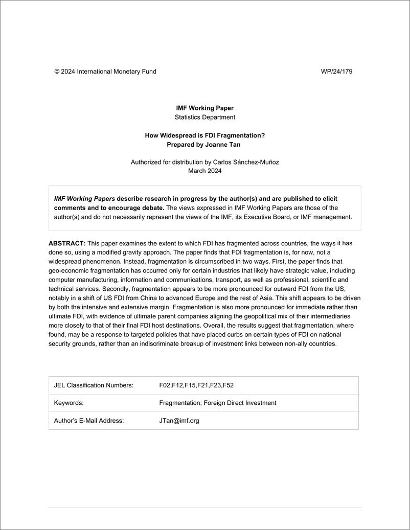 《IMF-外国直接投资碎片化有多普遍？（英）-2024.8-98页》 - 第2页预览图