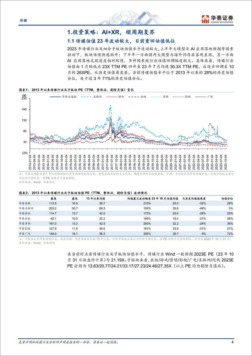 《传媒行业年度策略：24年策略，AI+XR，顺周期复苏-20231103-华泰证券-37页》 - 第5页预览图