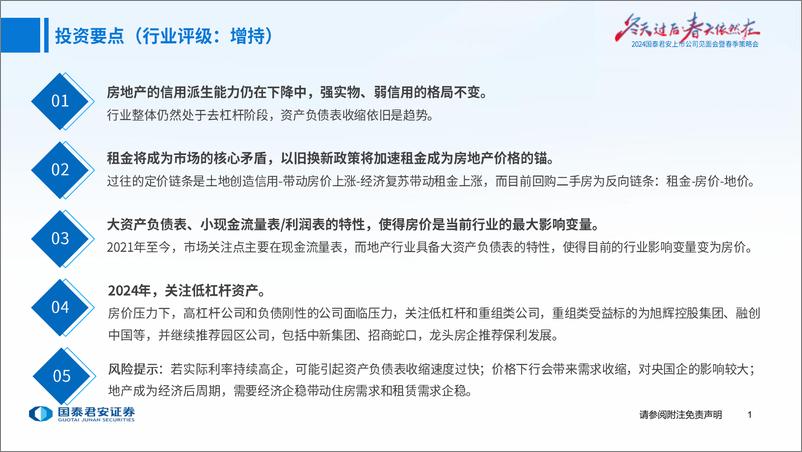 《房地产行业2024年春季策略报告：第三阶段的金融周期-240414-国泰君安-24页》 - 第2页预览图