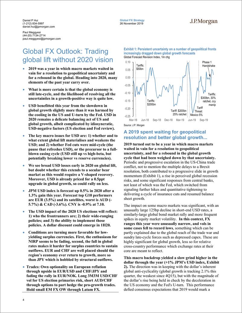 《J.P. 摩根-全球-外汇策略-全球外汇策略2020：缺乏2020愿景的全球贸易提升-2019.11.26-144页》 - 第5页预览图