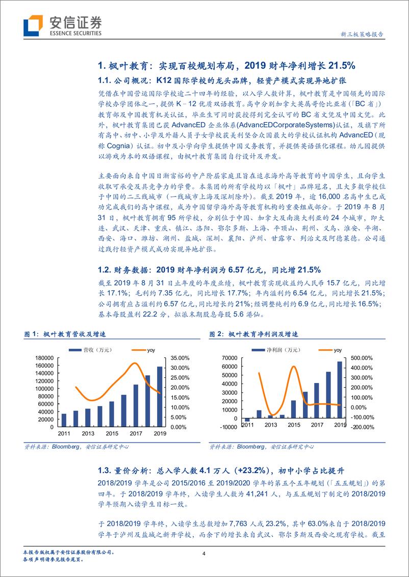 《教育行业全市场教育策略报告：枫叶教育，实现百校规划布局，2019财年净利增长21.5％-20191202-安信证券-17页》 - 第5页预览图