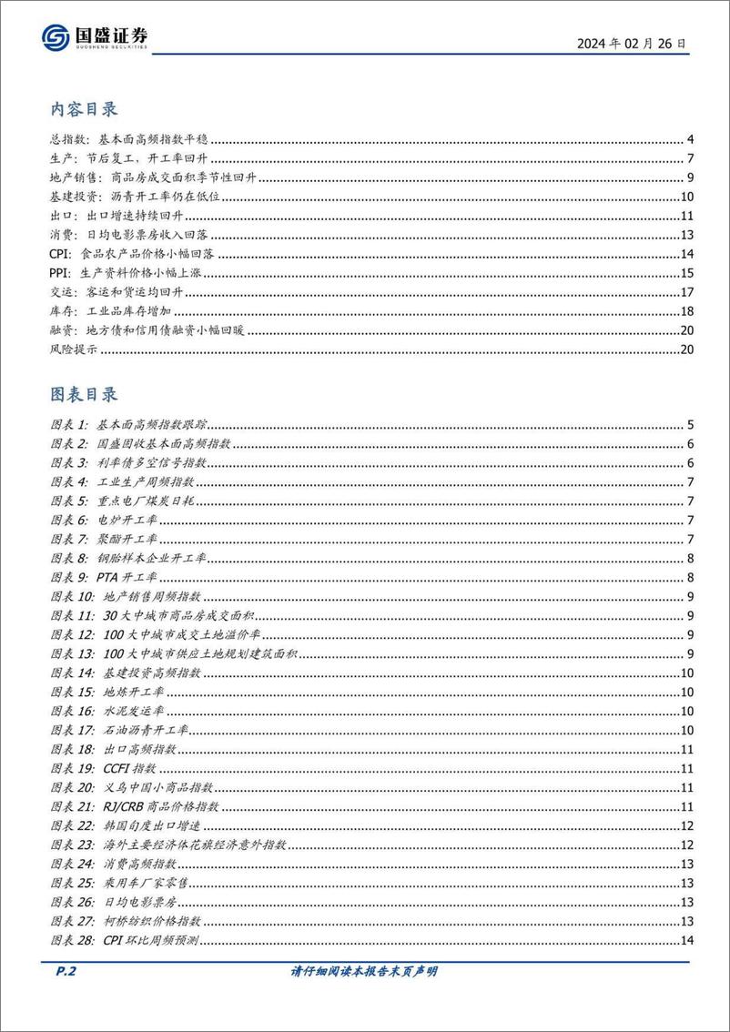 《固定收益点评：基本面高频数据跟踪-节后高频恢复，同比保持平稳-20240226-国盛证券-21页》 - 第2页预览图