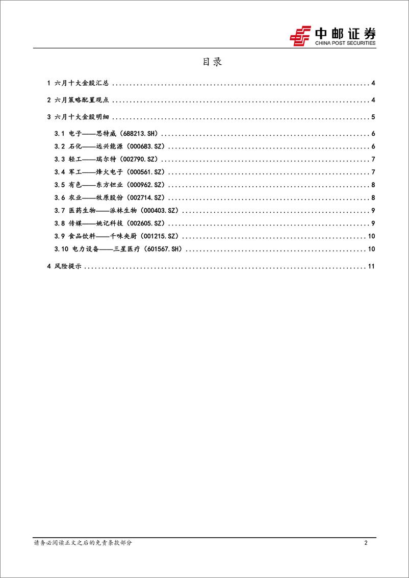 《2024年6月十大金股-240530-中邮证券-13页》 - 第2页预览图