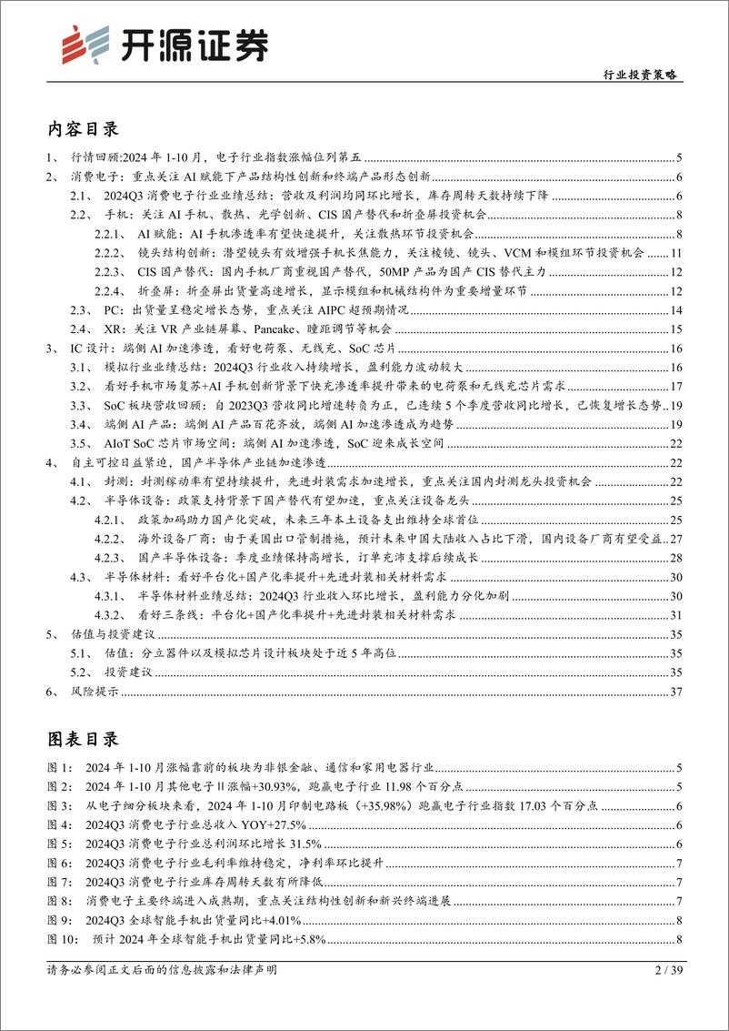 《电子行业投资策略：电子行业周期持续复苏，重点关注自主可控、AI两大投资主线-241113-开源证券-39页》 - 第2页预览图