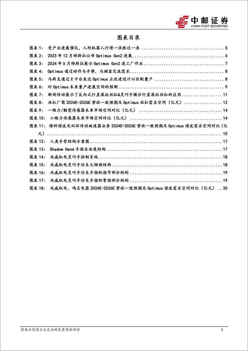 《人形机器人行业跟踪专题1：关注Optimus核心进展-241122-中邮证券-22页》 - 第3页预览图