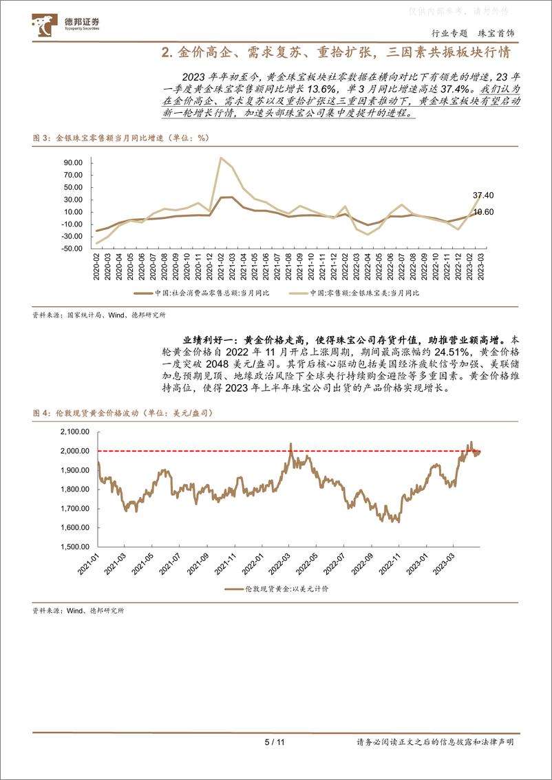 《德邦证券-珠宝首饰行业黄金珠宝板块2022年年报及2023年一季报综述：三重利好共振，推动珠宝板块业绩高增-230505》 - 第5页预览图