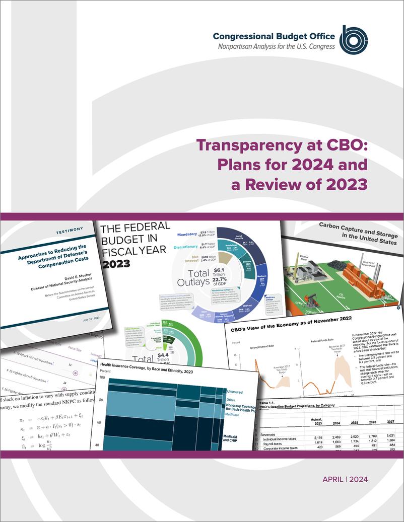 《国会预算办公室-国会预算办公室的透明度：2024年计划和2023年审查（英）-2024.4-23页》 - 第1页预览图