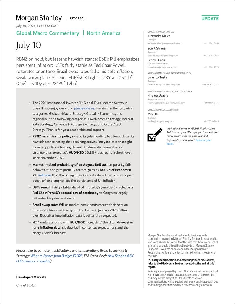 《Morgan Stanley Fixed-Global Macro Commentary July 10-109151118》 - 第1页预览图