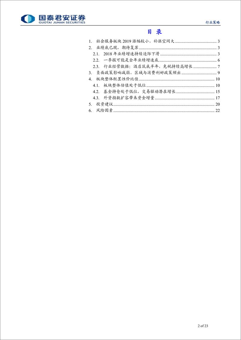 《2019年4月社会服务行业投资策略：蛰伏三重底，又是一年春-20190331-国泰君安-23页》 - 第3页预览图