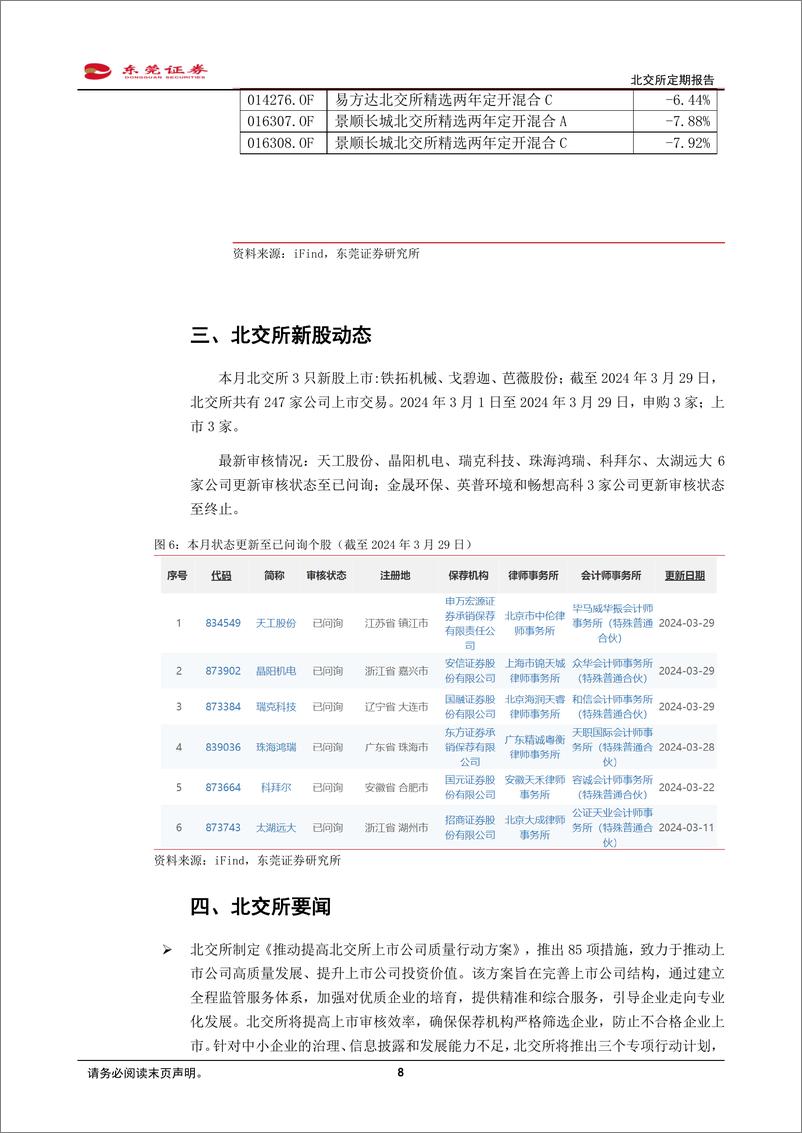 《北交所3月份定期报告：一季报即将披露，关注调整过后的性价比区间-240401-东莞证券-11页》 - 第8页预览图