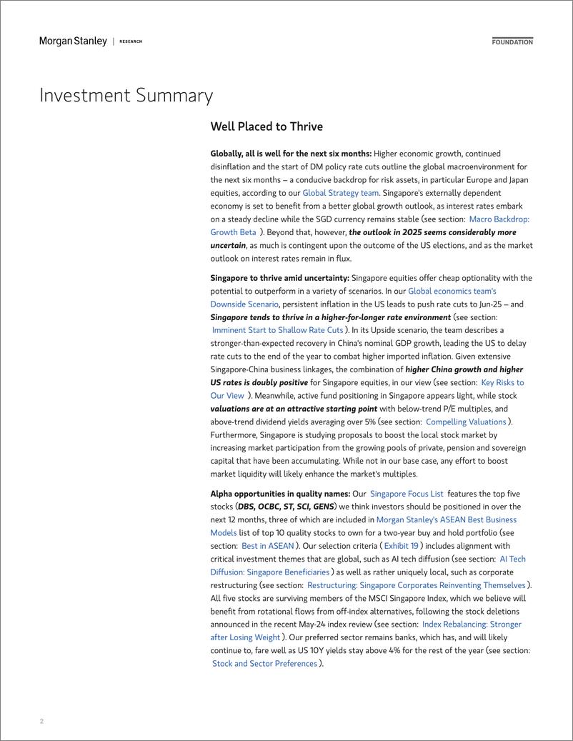 《Morgan Stanley Fixed-Singapore Equity Strategy Mid-Year Outlook Well Placed to T...-108314012》 - 第2页预览图