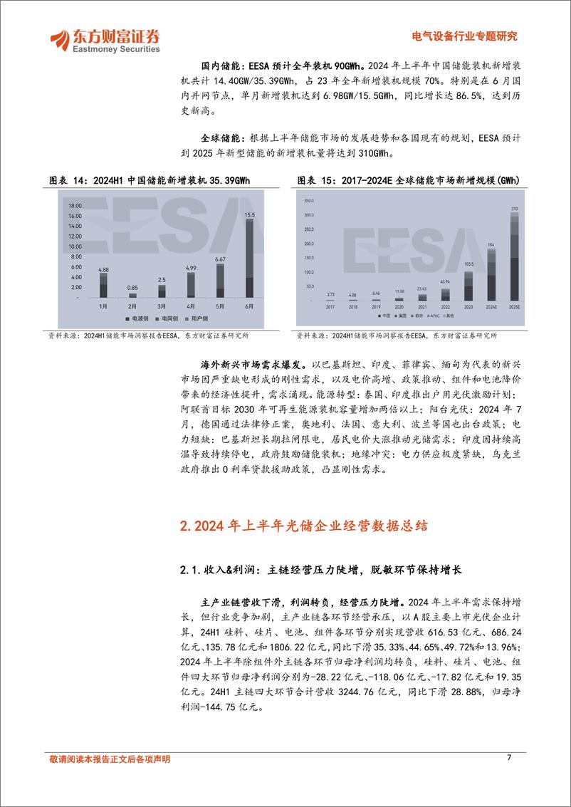 《电气设备行业专题研究-光伏储能行业2024年半年报总结：光伏价格筑底，光储景气回暖-240910-东方财富证券-22页》 - 第7页预览图