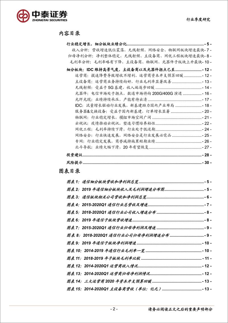 《通信行业2019年报&2020一季报总结：5G与云新基建提速，AIOT开启创新周期-20200510-中泰证券-31页》 - 第3页预览图