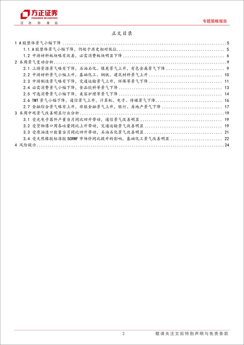 《A股中观景气全景扫描(12月3期)：A股整体景气小幅下降，中游材料和金融综合景气小幅上涨-241222-方正证券-25页》 - 第2页预览图