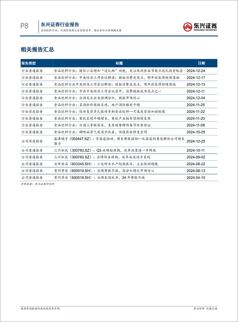 《食品饮料行业报告：白酒经销商大会密集召开，酒企更加注重稳健发展-东兴证券-241231-10页》 - 第8页预览图