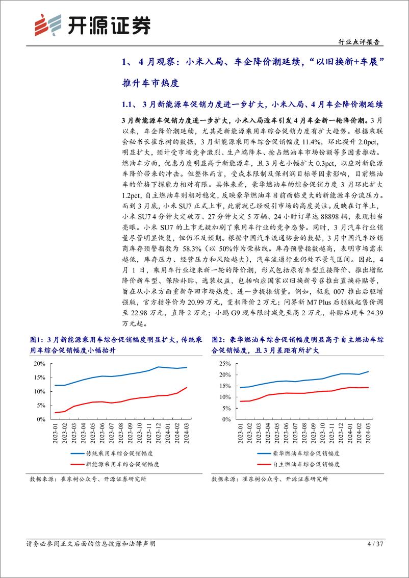 《汽车行业点评报告：3月车市回暖明显，“以旧换新%2b车展”推升4月热度-240426-开源证券-37页》 - 第4页预览图