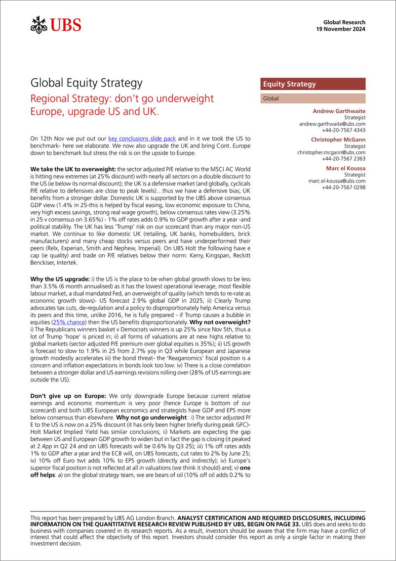 《UBS Equities-Global Equity Strategy _Regional Strategy don’t go underwei...-111667219》 - 第1页预览图