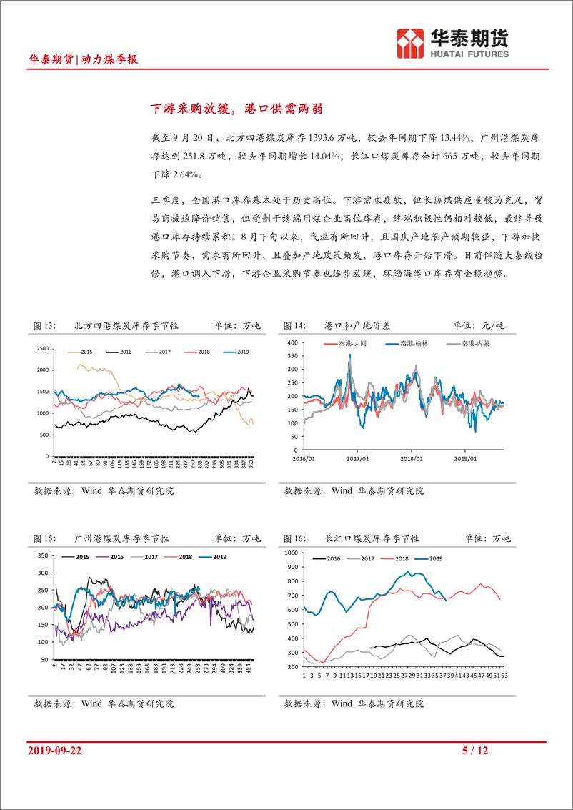 《动力煤季报：电厂日耗持续下滑，煤价上行压力增大-20190923-华泰期货-12页》 - 第6页预览图