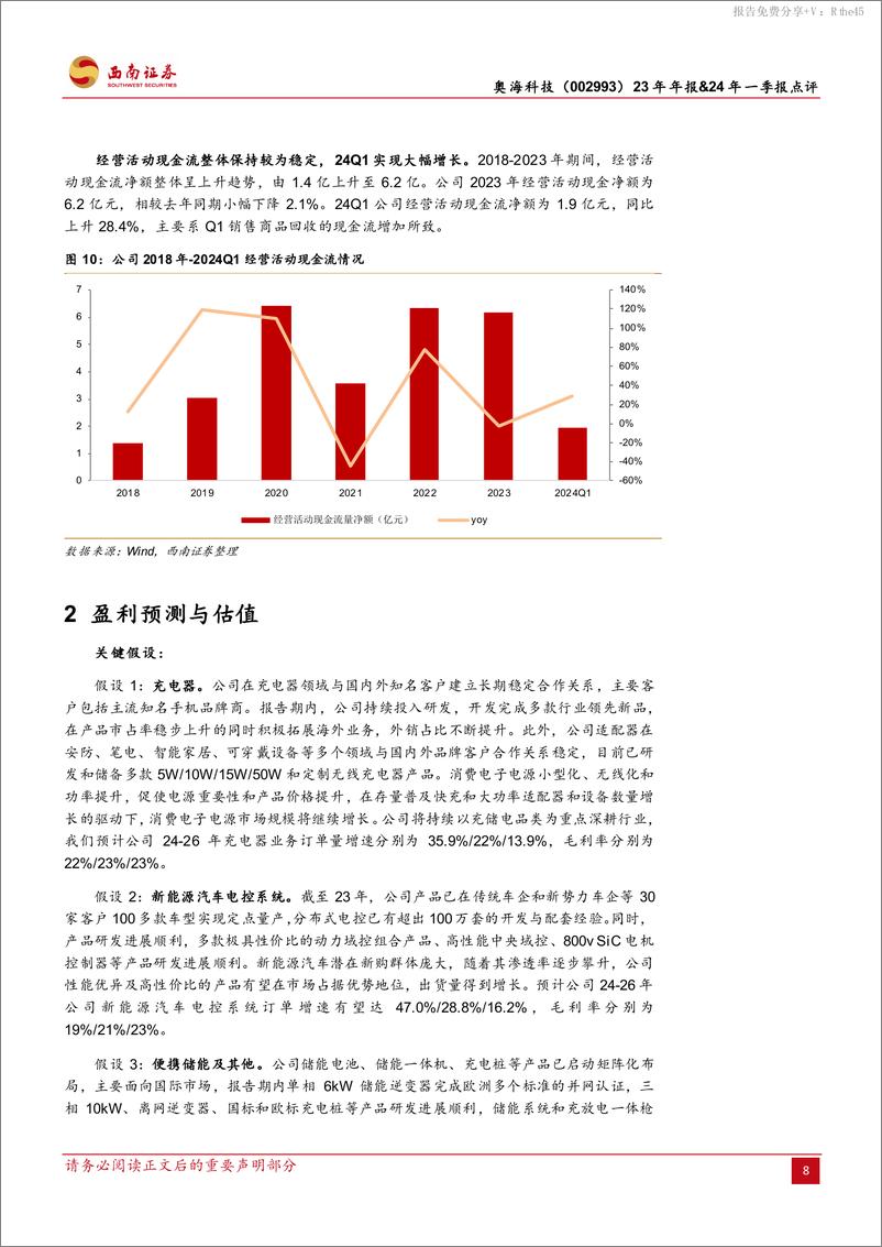 《奥海科技(002993)23年年报%2624年一季报点评：积极拓展海外市场，24Q1业绩表现亮眼-240509-西南证券-13页》 - 第8页预览图