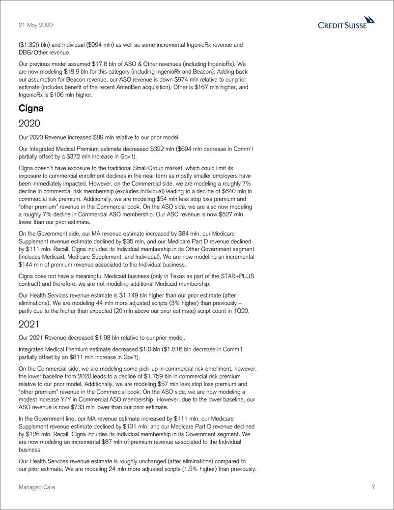 《瑞信-美股-医疗行业-2020年Q1管理式医疗总结：MCOs见证COVID-19导致的利用率下降-2020.5.21-36页》 - 第8页预览图