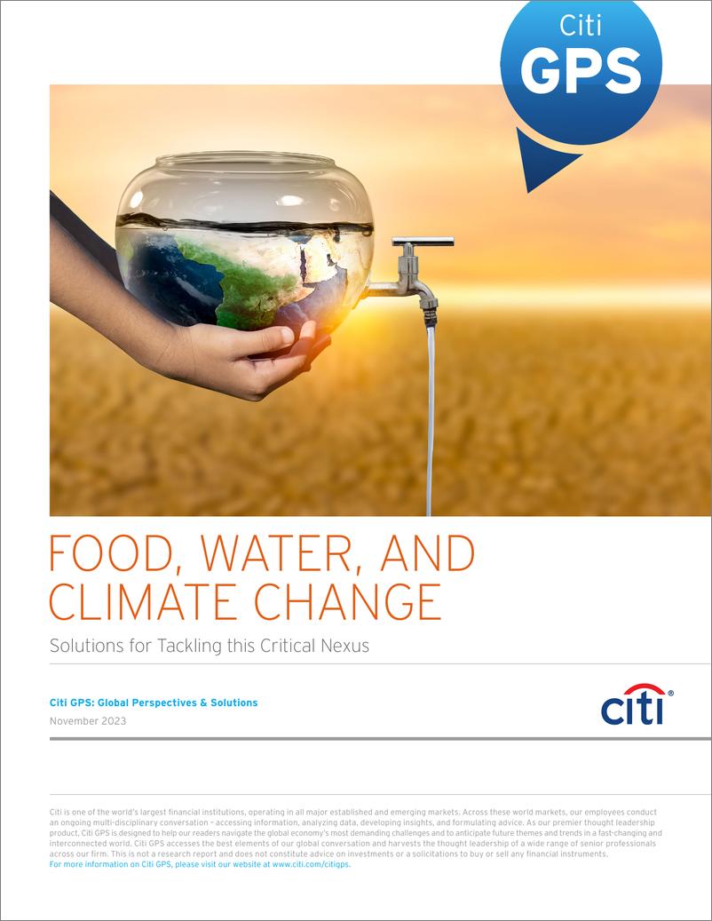 《2023食物、水与气候变化报告（英文版)-Citi花旗银行》 - 第1页预览图