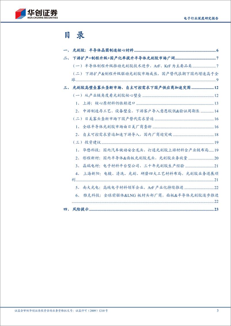 《电子行业深度研究报告：光刻胶，半导体国产替代核心材料，国内厂家有望迎来发展新阶段-20230628-华创证券-26页》 - 第4页预览图