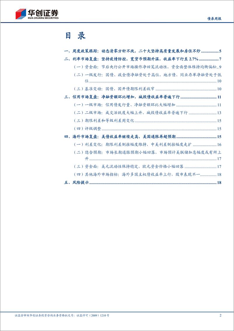 《债市跟踪：“动态清零”方针不改，宽货币预期升温-20221016-华创证券-21页》 - 第3页预览图