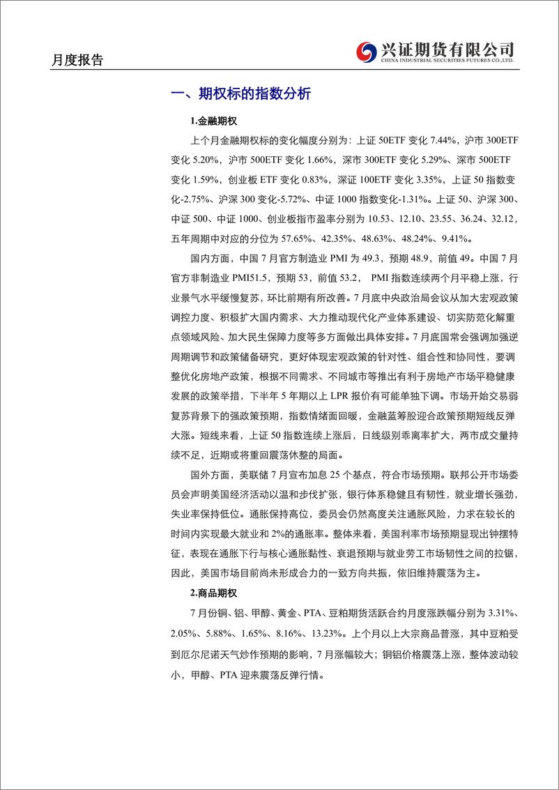 《期权月度报告：短线乖离率大，金融期权回归震荡降波-20230801-兴证期货-22页》 - 第4页预览图