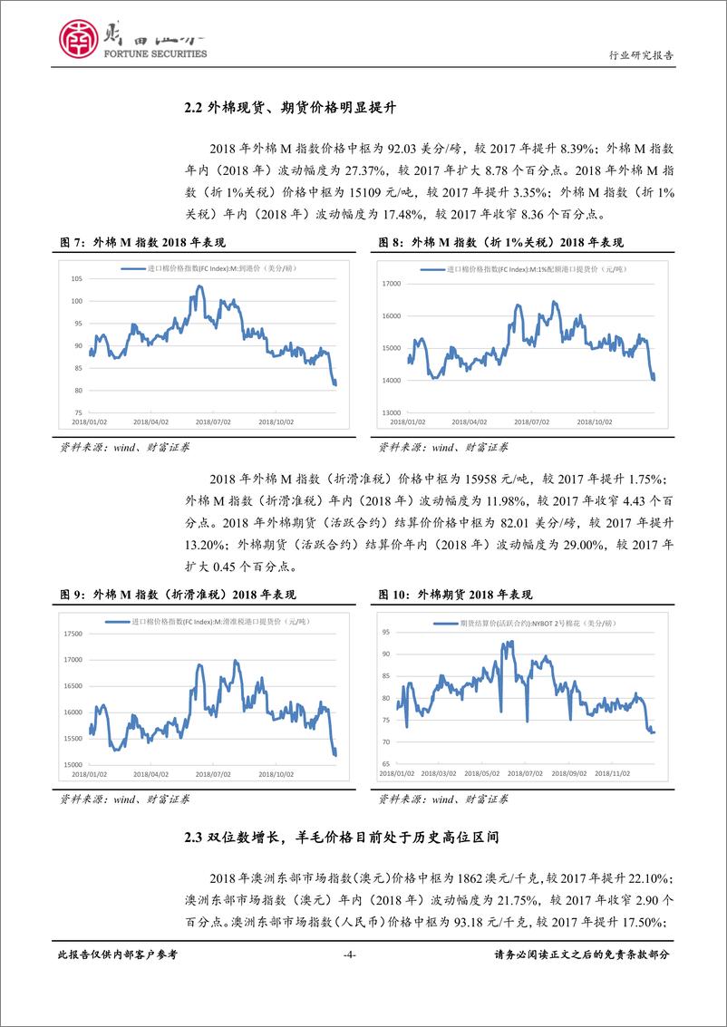 《纺织服装行业原材料数据跟踪点评（一）：关注棉纺、毛纺板块相关投资机会-20190213-财富证券-13页》 - 第5页预览图