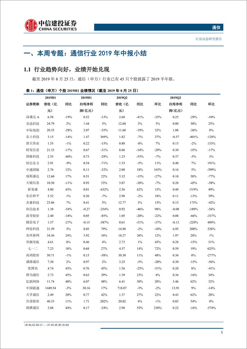 《通信行业：行业趋势向好，电信联通就5G共建共享达共识，无需过度悲观-20190825-中信建投-18页》 - 第4页预览图