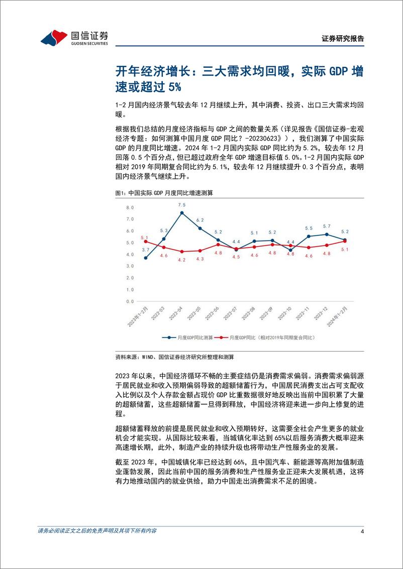 《宏观经济宏观月报：开年三大经济需求均回暖，1-2月份实际GDP增速或超过5%25-240318-国信证券-19页》 - 第4页预览图