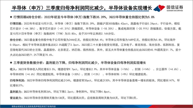 《半导体行业三季报业绩综述：三季度归母净利润同比减少，半导体设备实现增长-20221107-国信证券-29页》 - 第3页预览图