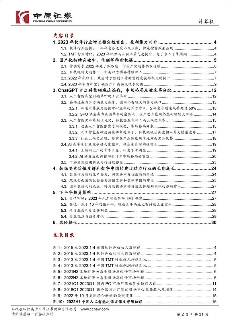 《计算机行业半年度策略：关注国产化、数字化、智能化三大机遇-20230627-中原证券-31页》 - 第3页预览图