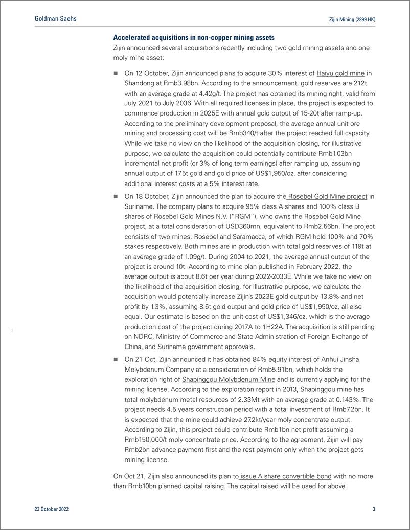 《Zijin Mining (2899.HK Earnings Revie 3Q22 mostly inline; continued accelerated acquisition; Buy (CL) on Zijin-H(1)》 - 第4页预览图