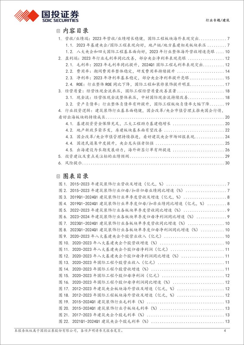 《建筑行业专题：2023年行业营收稳健业绩承压，央企／国际工程表现占优，行业出海业务提速-240604-国投证券-33页》 - 第4页预览图