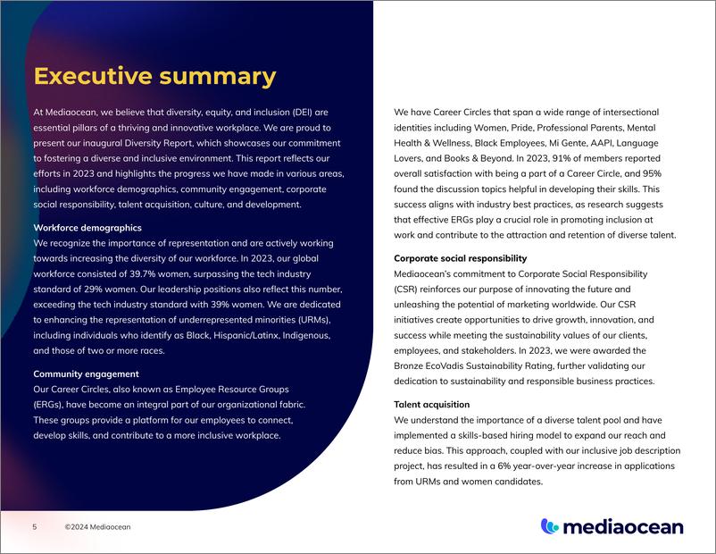 《Mediaocean：2023年多元化报告：促进包容 推动变革（英文版）》 - 第5页预览图