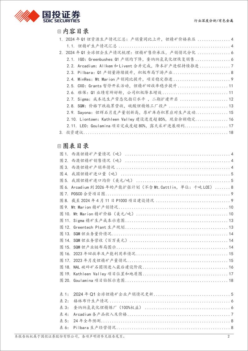 《有色金属行业深度分析：资源为王，全球锂矿24年一季报更新-240717-国投证券-20页》 - 第2页预览图