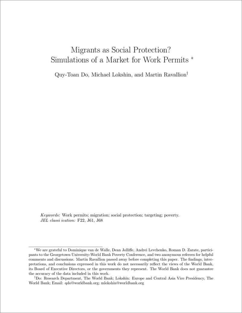 《世界银行-移民作为社会保护？：工作许可证市场的模拟（英）-2025.1-27页》 - 第3页预览图