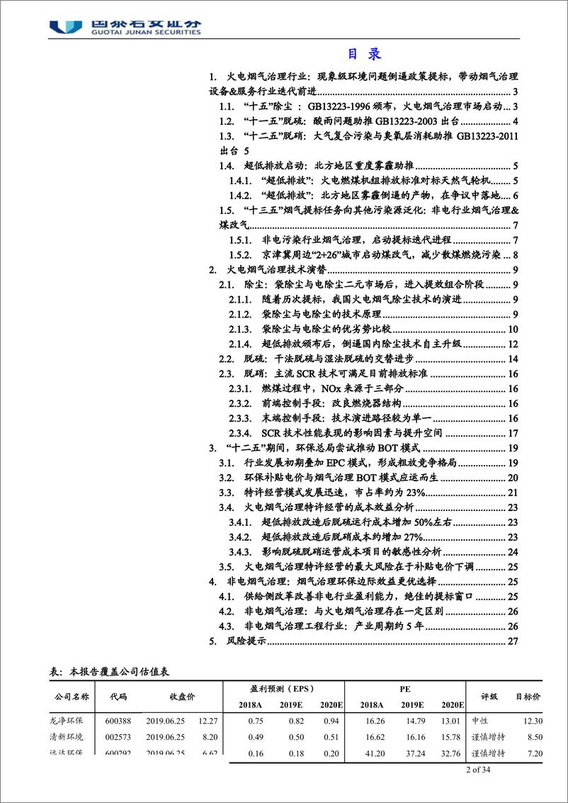 《烟气治理行业的三十载征程：山重水复疑无路，柳暗花明又一村-20190626-国泰君安-34页》 - 第3页预览图