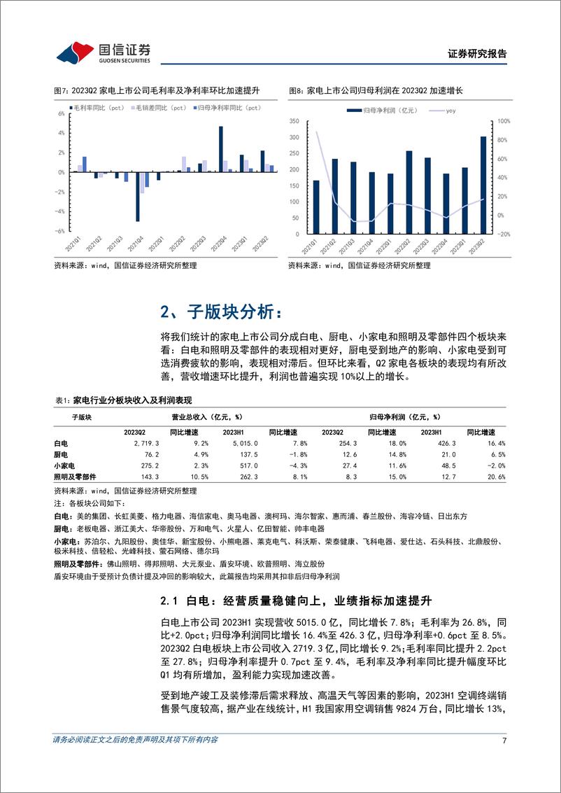 《家电行业2023年中报综述&9月投资策略：二季度经营加速改善，盈利持续提升-20230910-国信证券-23页》 - 第8页预览图